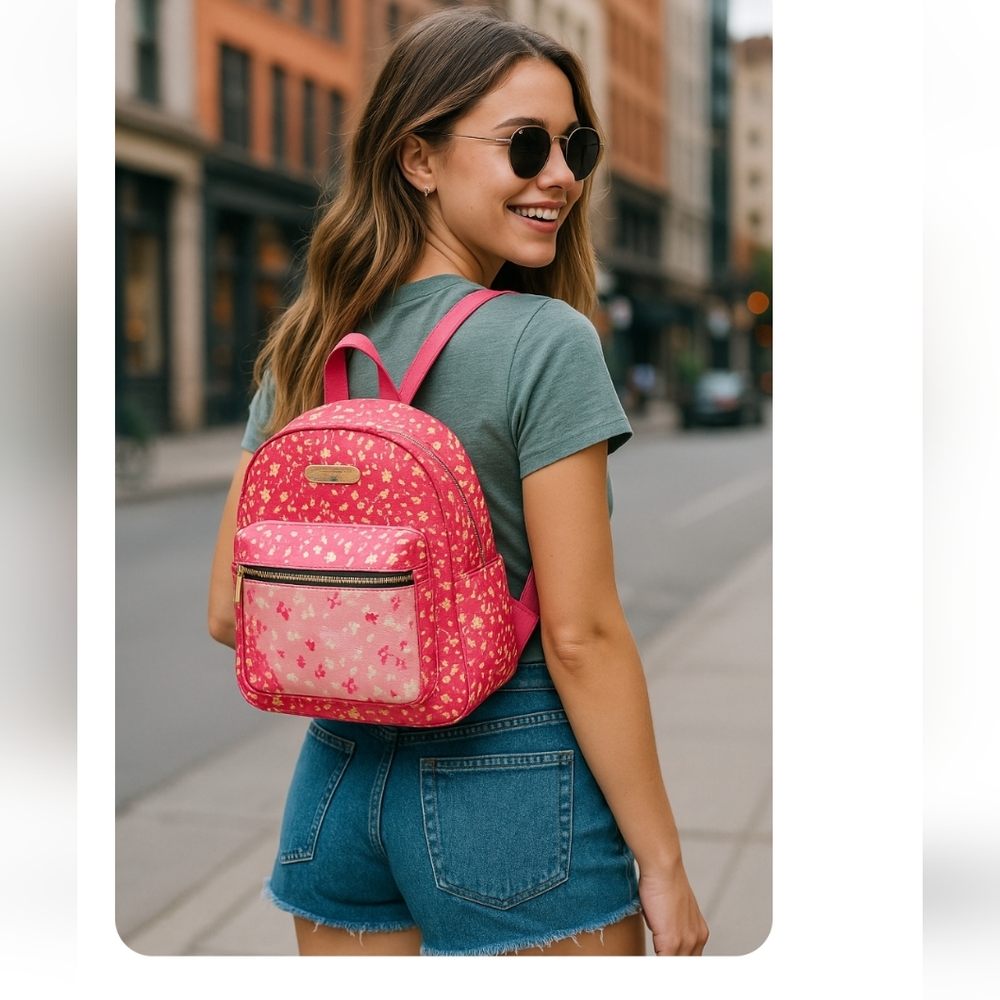 Jessica Simpson Pink ditsy Floral Mini Backpack bag new